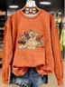 Women Turkey Crew Neck Printing Casual Spring/Fall Long Sleeve Sweatshirt