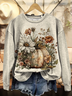 Women Floral Crew Neck Printing Casual Spring/Fall Long Sleeve Sweatshirt