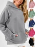 Women Plain Hoodie Split Joint Casual Spring/Fall Long Sleeve Sweatshirt