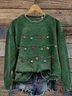 Women Christmas Crew Neck Printing Casual Spring/Fall Long Sleeve Sweatshirt