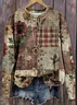 Women Floral Crew Neck Printing Casual Spring/Fall Long Sleeve Sweatshirt