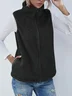 Wool Regular Fit Mock Neck Basic Vest