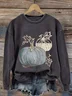 Women Halloween (pumpkin) Crew Neck Printing Casual Spring/Fall Long Sleeve Sweatshirt