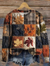 Women Maple Leaf Crew Neck Printing Casual Spring/Fall Long Sleeve Sweatshirt