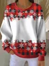 Women Plaid Crew Neck Printing Casual Spring/Fall Long Sleeve Sweatshirt