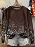 Women Abstract Crew Neck Printing Casual Spring/Fall Long Sleeve Sweatshirt