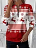 Women Christmas Crew Neck Printing Casual Spring/Fall Long Sleeve Sweatshirt