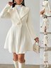 Women Autumn Outerwear Casual Jacquard Plain Long Sleeve Lapel Collar Jacket