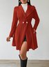 Women Autumn Outerwear Casual Jacquard Plain Long Sleeve Lapel Collar Jacket
