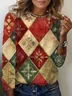 Women Christmas Long Sleeve Tee T-shirt Crew Neck Printing Casual Spring/Fall Graphic Tee Top