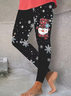 Women Christmas Snowman Casual All Season Printing Long Leggings