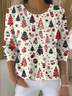 Women Christmas Printing Spring/Fall Casual Long Sleeve Crew Neck Sweater