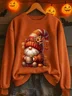 Women Maple Leaf Crew Neck Printing Casual Spring/Fall Long Sleeve Sweatshirt