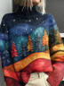 Women Christmas Printing Spring/Fall Vintage Long Sleeve Turtleneck Sweater