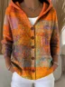 Women Abstract Printing Long Sleeve Hoodie Casual Spring/Fall Cardigan Outerwear