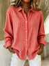 Women Striped Long Sleeve Shirt Spring/Fall Buckle Shirt Collar Regular Sleeve Daily Casual Top