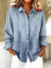 Women Floral Long Sleeve Shirt Spring/Fall Buckle Shirt Collar Regular Sleeve Daily Casual Top