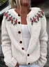 Women Floral Printing Long Sleeve Crew Neck Vintage Spring/Fall Cardigan Outerwear
