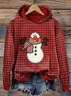 Women Plaid Spring/Fall Printing Long Sleeve Casual Daily Hoodie