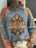 Women Ethnic Printing Spring/Fall Vintage Long Sleeve Turtleneck Sweater