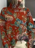 Women Floral Printing Spring/Fall Vintage Long Sleeve Turtleneck Sweater