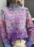 Women Floral Printing Spring/Fall Vintage Long Sleeve Turtleneck Sweater