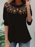 Women Floral Long Sleeve Tee T-shirt Crew Neck Casual Spring/Fall Tunic Top