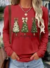 Women Christmas Long Sleeve Tee T-shirt Crew Neck Printing Casual Spring/Fall Graphic Tee Top