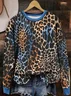 Women Leopard Crew Neck Printing Casual Spring/Fall Long Sleeve Sweatshirt