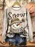 Women Christmas Snowman Crew Neck Printing Casual Spring/Fall Long Sleeve Sweatshirt