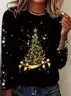 Women Christmas Long Sleeve Tee T-shirt Crew Neck Printing Casual Spring/Fall Graphic Tee Top