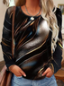 Women Abstract Long Sleeve Tee T-shirt Crew Neck Printing Casual Spring/Fall Graphic Tee Top