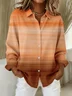 Women Abstract Long Sleeve Shirt Spring/Fall Buckle Shirt Collar Regular Sleeve Daily Casual Top