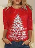 Women Christmas Long Sleeve Tee T-shirt Crew Neck Printing Casual Spring/Fall Graphic Tee Top