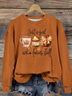 Women Maple Leaf Crew Neck Printing Casual Spring/Fall Long Sleeve Sweatshirt
