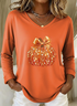 Women Halloween (pumpkin) Long Sleeve Tee T-shirt V Neck Printing Casual Spring/Fall Graphic Tee Top