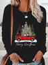 Women Christmas Long Sleeve Tee T-shirt Crew Neck Printing Casual Spring/Fall Graphic Tee Top