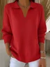 Women Plain Printing Spring/Fall Casual Long Sleeve Shawl Collar Sweater