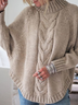 Women Plain Jacquard Winter Street Dolman Sleeve Long Sleeve Mock Neck Sweater