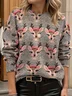 Women Christmas Printing Spring/Fall Casual Long Sleeve Crew Neck Sweater