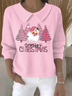 Women Santa Claus Printing Spring/Fall Casual Long Sleeve Shawl Collar Sweater
