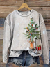 Women Christmas Crew Neck Printing Casual Spring/Fall Long Sleeve Sweatshirt