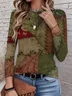 Women Abstract Long Sleeve Tee T-shirt Crew Neck Printing Casual Spring/Fall Graphic Tee Top