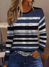 Women Striped Long Sleeve Tee T-shirt Crew Neck Printing Casual Spring/Fall Graphic Tee Top