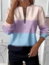 Women Multicolor Block Crew Neck Printing Casual Spring/Fall Long Sleeve Sweatshirt