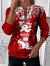 Women Christmas Snowman Crew Neck Printing Casual Spring/Fall Long Sleeve Sweatshirt