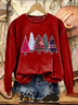 Women Christmas Crew Neck Printing Casual Spring/Fall Long Sleeve Sweatshirt