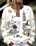Women Christmas Long Sleeve Stand Collar Casual Spring/Fall Cardigan Outerwear