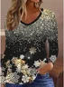 Women Christmas Long Sleeve Tee T-shirt V Neck Printing Casual Spring/Fall Graphic Tee Top