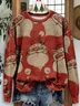 Women Santa Claus Crew Neck Printing Casual Spring/Fall Long Sleeve Sweatshirt